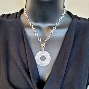 New silver plated infinity link 15.5" necklace Be True to Yourself pendant
